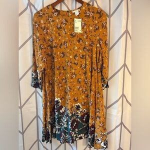H&M Floral Mustard Tunic dress